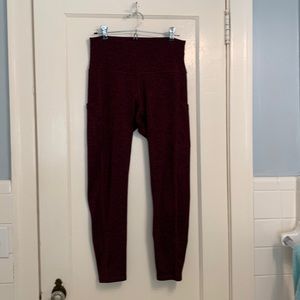 aerie chill play move leggings hi waisted w/ pockets burgundy color.